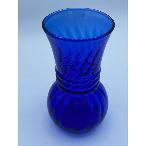 Brody Cobalt Blue Swirl Design Glass Vase 6 -1/4" - Picture 7 of 7